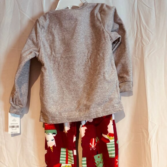 Carter’s Girl 2-Piece Fleece Pajama Set Unicorn Grey & Red 2T - Picture 2 of 6
